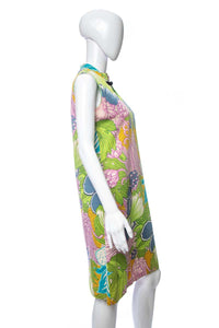 1960's Maxan Multicolor Floral Print Knee-Length Sleeveless Tiki Dress Size M/L
