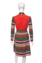 Load image into Gallery viewer, 1970's Toni Todd Orange and Multicolor Striped Dress Size S