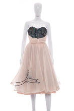 Load image into Gallery viewer, 1950's Sylvia Ann Pink Chiffon and Sequins Party Dress Size S