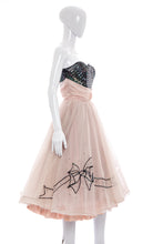 Load image into Gallery viewer, 1950's Sylvia Ann Pink Chiffon and Sequins Party Dress Size S