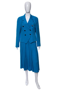 1980's Christian Dior Electric Blue Skirt Suit Size L