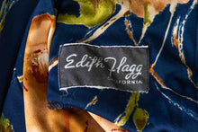 Load image into Gallery viewer, 1970's Edith Flagg Navy Floral Printed Long Sleeve Dress Size M