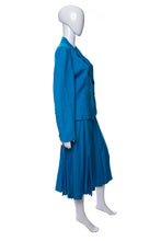 Load image into Gallery viewer, 1980&#39;s Christian Dior Electric Blue Skirt Suit Size L
