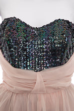 Load image into Gallery viewer, 1950's Sylvia Ann Pink Chiffon and Sequins Party Dress Size S