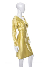 Load image into Gallery viewer, 1960's Yellow Shiny Long Sleeve Wiggle Dress Size S