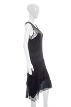 Load image into Gallery viewer, 1920's Black Tiered Lace Dress Size XS