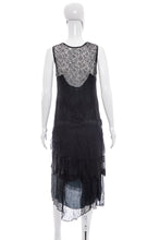 Load image into Gallery viewer, 1920's Black Tiered Lace Dress Size XS