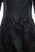 Load image into Gallery viewer, 1980's Gunne Sax Black and Green Satin Dress Size M