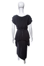 Load image into Gallery viewer, 1940's Black Tiered Ruffle and Lace Detail Gown Size M