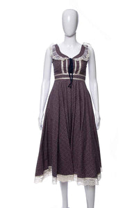 1970's Gunne Sax Purple Floral Print Sleeveless Dress Size S