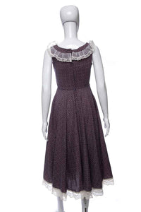 1970's Gunne Sax Purple Floral Print Sleeveless Dress Size S
