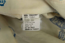 Load image into Gallery viewer, 1970's Fruit of the Loom Cream and Blue Elvis Printed Button Down Shirt Size L