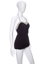 Load image into Gallery viewer, 1950's Sea Nymph by Jordan Black and White Bathing Suit Size L