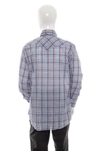 Load image into Gallery viewer, 1970's H Bar C Navy and Red Plaid Button Up Shirt Size XL