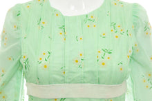Load image into Gallery viewer, 1970's Mint and Daisy Print Hippie Maxi Dress Size S