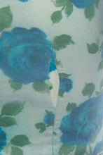 Load image into Gallery viewer, 1950's Blue Floral Chiffon Party Dress Size S