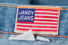 Load image into Gallery viewer, 1970's Jandy Leather Trimmed Flared Jeans Size 34