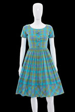 Load image into Gallery viewer, 1950s Candy Jones Blue Plaid Day Dress – Size XS