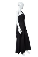Load image into Gallery viewer, 1970's Black One Shoulder Fringe Detail Jumpsuit Size S