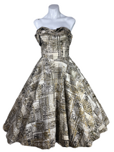 Load image into Gallery viewer, 1950's Hand Painted Mexican Strapless Party Dress Size S