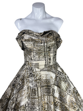 Load image into Gallery viewer, 1950's Hand Painted Mexican Strapless Party Dress Size S