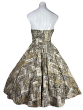 Load image into Gallery viewer, 1950's Hand Painted Mexican Strapless Party Dress Size S
