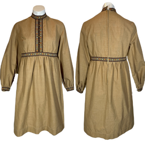 1960's Tan Hippie Dress Size S/M