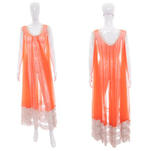 Load image into Gallery viewer, 1960&#39;s Orange and White Lace Night Gown Size XL/XXL
