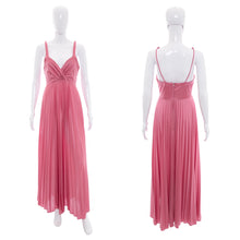 Load image into Gallery viewer, 1970&#39;s Pink Pleated Maxi Dress Size S
