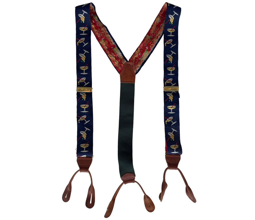 1980’s Embroidered Novelty Martini Suspenders