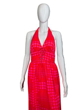 Load image into Gallery viewer, 1970&#39;s Neon Polka Dot Halter Maxi Dress - Size S
