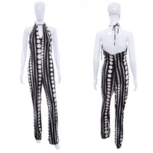 Load image into Gallery viewer, 1990&#39;s PerSeption Black and White Polka Dot Halter Jumpsuit Size L/XL
