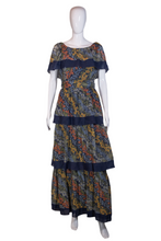 Load image into Gallery viewer, 1970&#39;s Floral Ruffled Maxi Dress Size S
