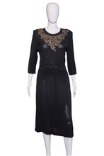 Load image into Gallery viewer, 1940&#39;s Black Rayon Sequined Evening Dress Size M
