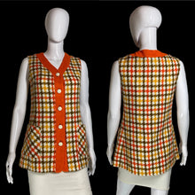 Load image into Gallery viewer, 1960s Orange Green and Yellow Houndstooth Vest – Size M
