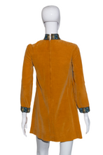 Load image into Gallery viewer, 1960&#39;s Velvet Mustard Mini Dress - Size S
