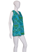 Load image into Gallery viewer, 1960&#39;s Blue and Green Floral Cotton Romper - Size M
