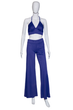 Load image into Gallery viewer, 1970&#39;s Purple Polyester Halter Top Disco Duo Size S
