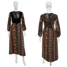 Load image into Gallery viewer, 1970&#39;s Gay Gibson Black Paisley Printed Hippie Dress Size
