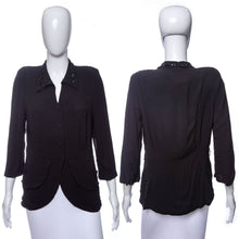 Load image into Gallery viewer, 1940&#39;s Astor Black Crepe and Sequin Detail Suit Jacket Size M
