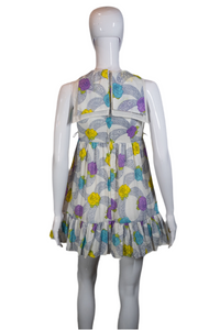 1970's Rose Print Cotton Mini Dress Size S