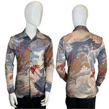 Load image into Gallery viewer, 1970&#39;s Leaves Disco Shirt Size S/M
