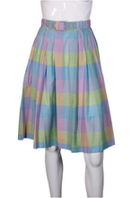 Load image into Gallery viewer, 1980&#39;s Pastel Plaid Pleated Skirt Size S
