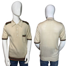 Load image into Gallery viewer, Beige sweater with striped sleeves on a mannequin against a white background
