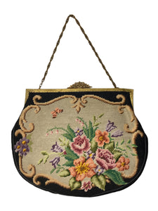 1950's Floral Needlepoint Tapestry Bag