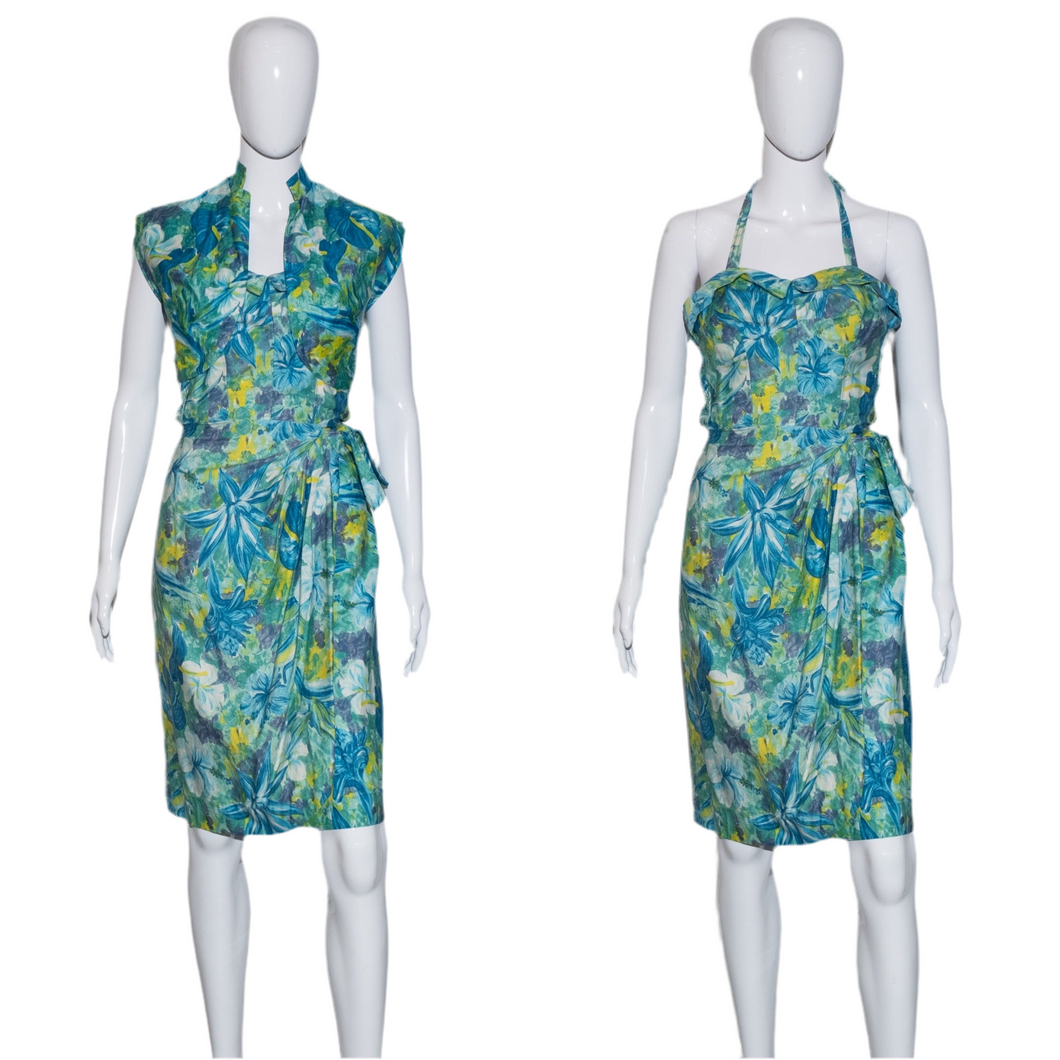 1950's Hawaiian Sarong Dress and Jacket Set Size S