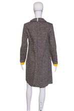 Load image into Gallery viewer, 1960&#39;s Speckled Tweed Secretary Dress with Yellow Accents Size M
