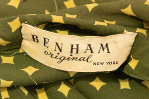 1940's Green & Chartreuse Capelet Day Dress - Size M