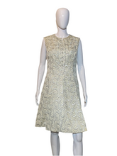 Load image into Gallery viewer, 1960&#39;s Silver and White Mink Trimmed Brocade Dress/Coat Combo - Size L
