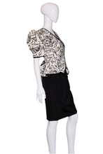 Load image into Gallery viewer, 1980&#39;s Sassy Black and White Skirt Suit Size S
